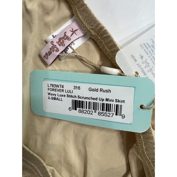 Luli Fama Wavy Luxe Stitch Scrunched Up Mini Skirt in Gold Rush - Picture 7 of 7